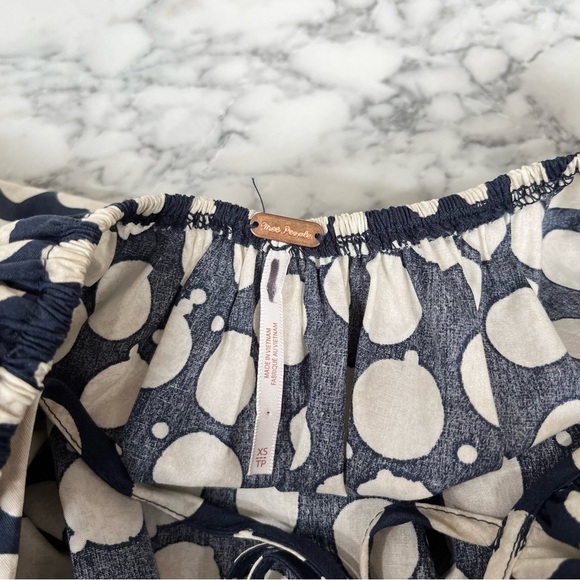 Free People navy blue polka dot 60’s parachute dress pockets open back XS - Picture 12 of 14